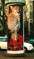Gepard mit Jungem - Life-Übermalung Im Rahmen der Euroga und Perpetuum mobile 2002 Wieder am Adenauerplatz Januar 2003