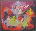 Feuer, Acryl auf dunkelbrauner Leinwand, 80 x 90 cm, 2021