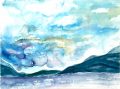 Dramatischer Himmel Lago Maggiore, Aquarell auf Papier, 29,5 x 42 cm, 2025
