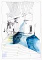Gasse, Fineliner und Aquarell auf Papier, 42 x 29,5 cm, 2025