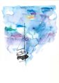 Segelboot vor dramatischem Himmel, Aquarell und Fineliner auf Papier, 42 x 29,5 cm, 2025
